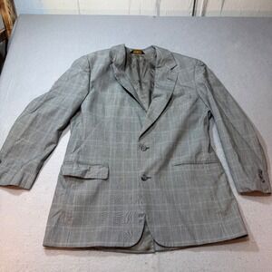 Brooks Brothers Plaid Blazer Men's Sport Coat Jacket Gray Wool Blend Classic Fit